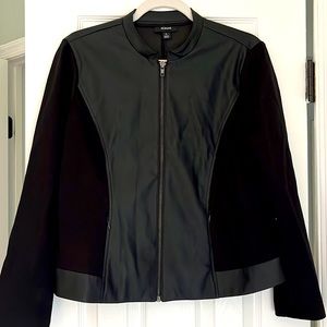 Alfani Petite mixed-media zip front jacket